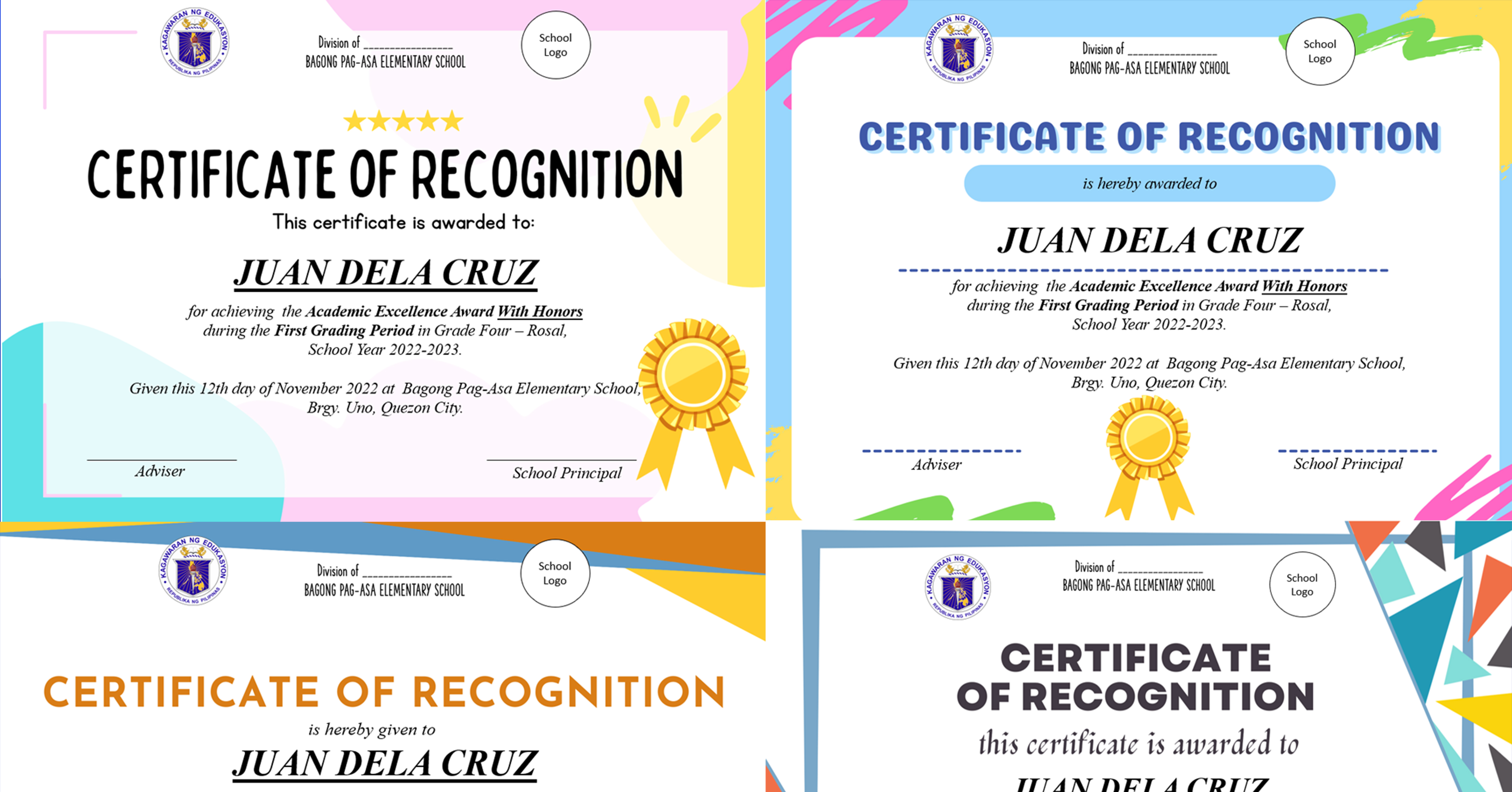 AWARD CERTIFICATES (SY 20222023) Editable Templates DepEd Click